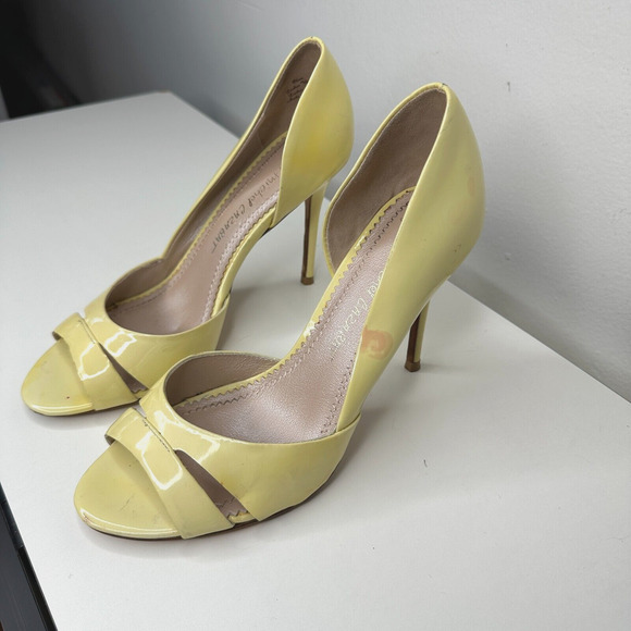 Jean-Michel Cazabat Yellow Olina Open-Toe D'Orsay Leather Stiletto Heel 38 7.5 - Picture 2 of 10